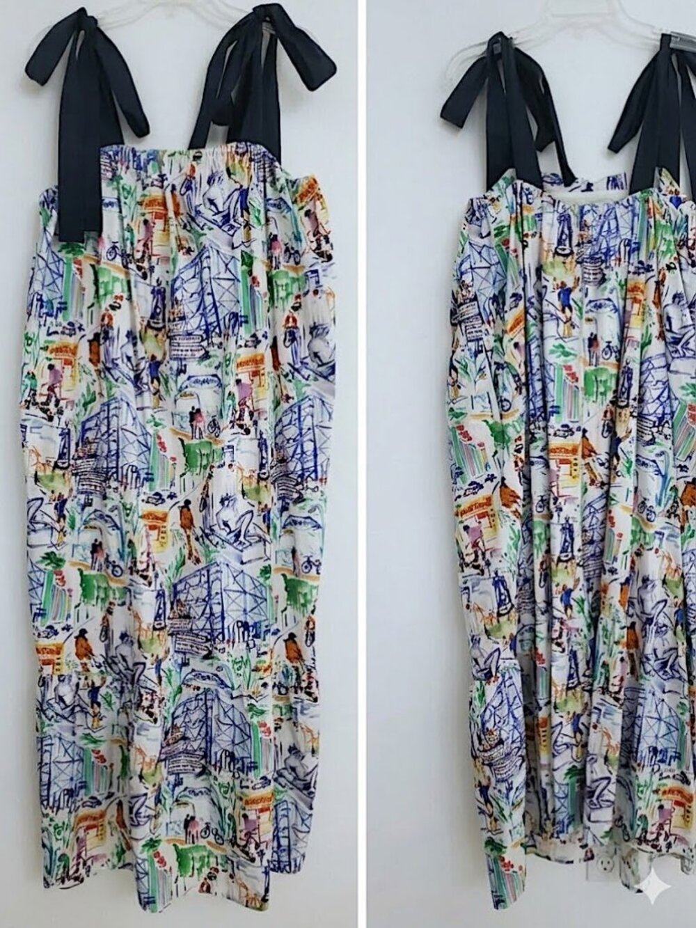 FRNCH Cylia Patterned Artsy Picnic Maxi Cotton Dress Size Medium - Picture 4 of 13